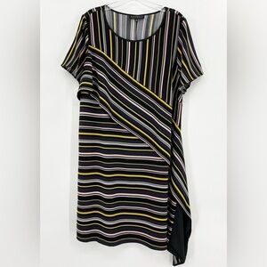 Eloquii Multicolor Striped Scoop Neck Asymmetrical Knit Dress Size 16